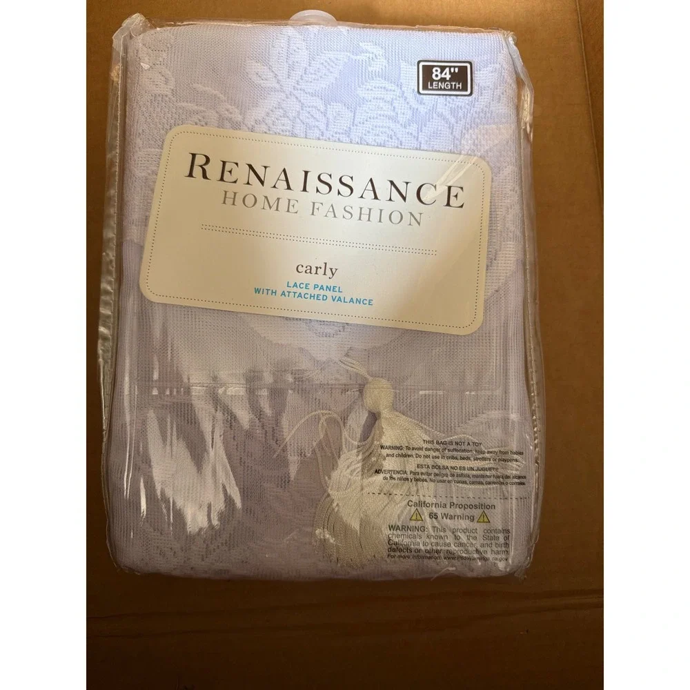 Renaissance Carly White Lace Curtain attached Valance 56x84in lot of 5 panels